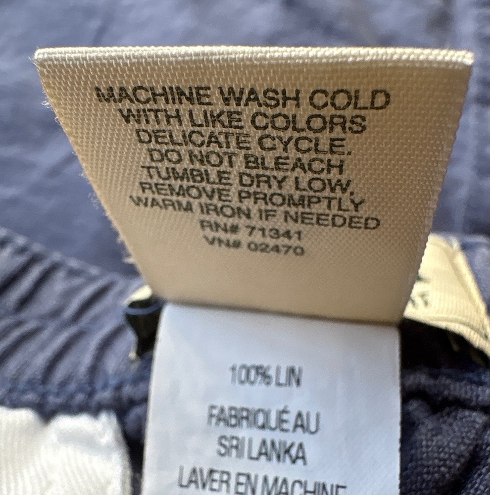 LL Bean Womens Blue 100% Linen Classic Fit Straight Leg Pants 10 Petite 268512 - Picture 7 of 7
